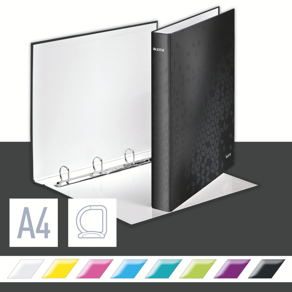 Caiet mecanic a4 4 inele 25mm/40mm negru metalizat wow leitz [3]