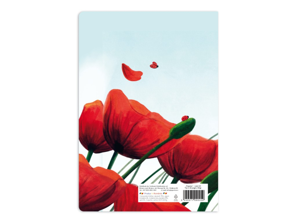 Caiet scoala, Poppies, A5, 24 file, 90g, Tip 2 [3]