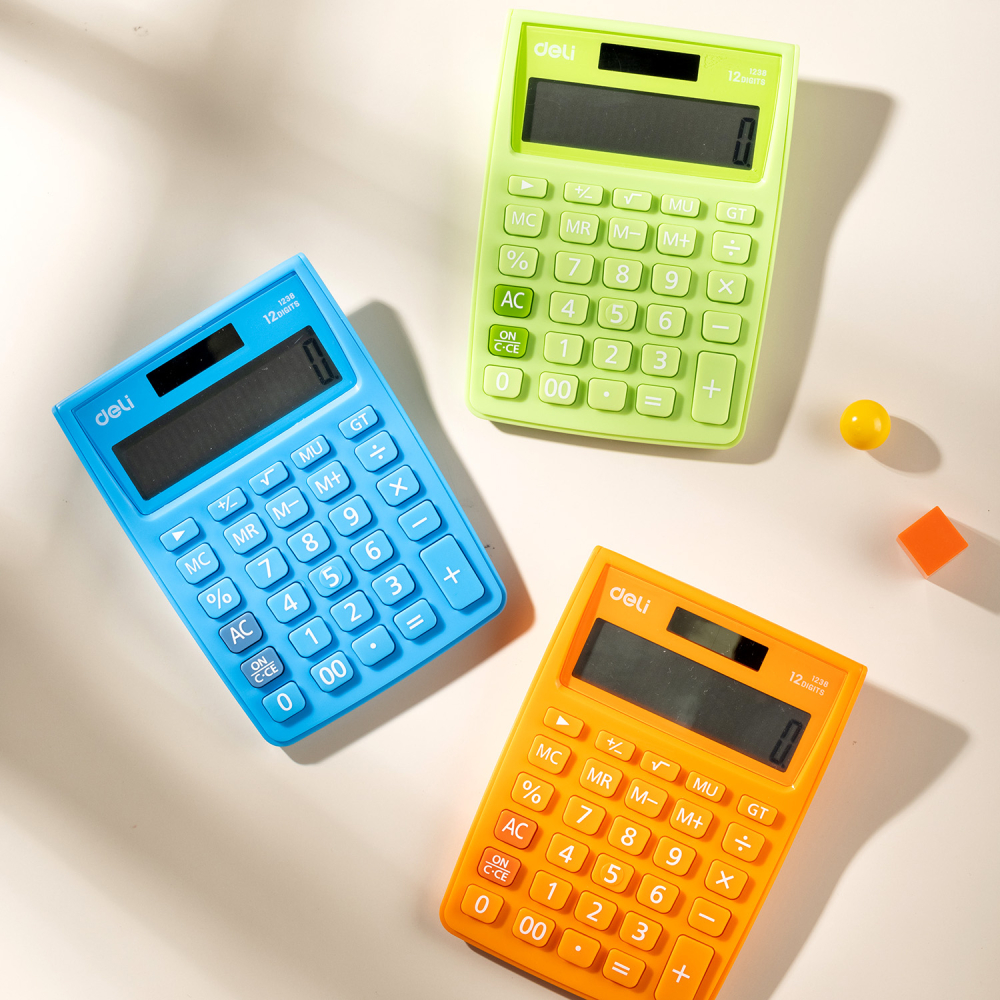 Calculator birou 12dig alb-portocaliu 1238 deli [2]