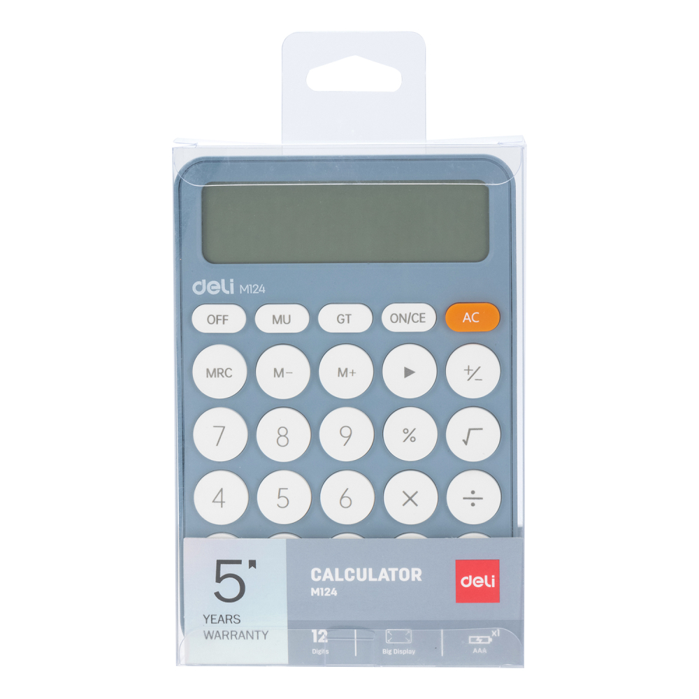 Calculator birou 12dig plastic fashion em124 bleu deli [5]