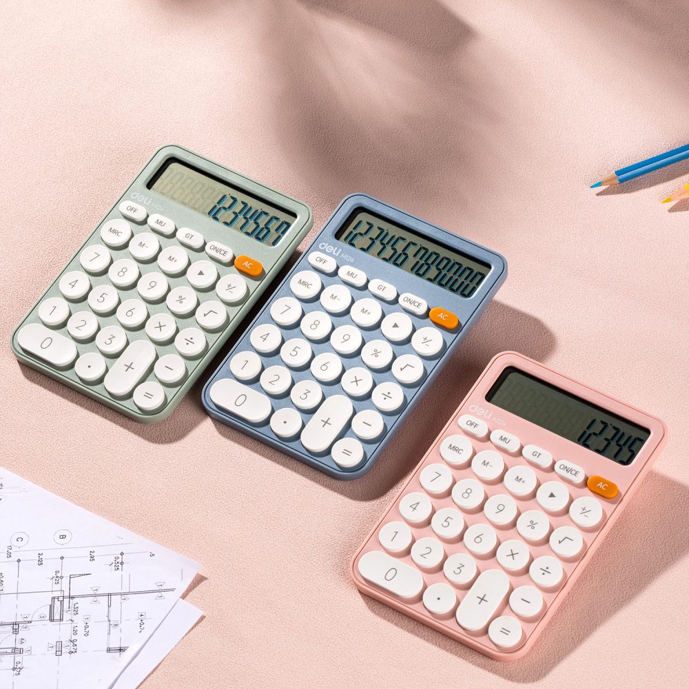 Calculator birou 12dig plastic fashion em124 roz deli [4]
