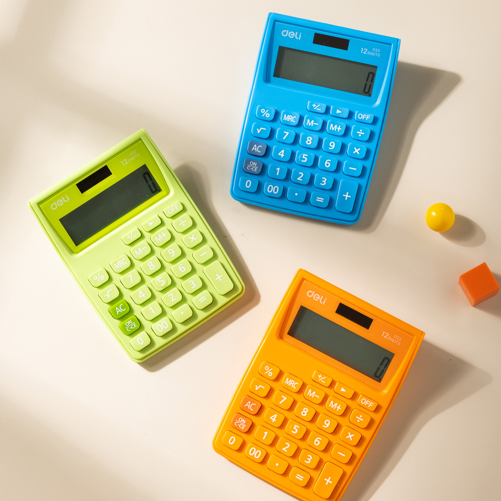 Calculator buzunar 12dig alb-portocaliu 1122 deli [4]
