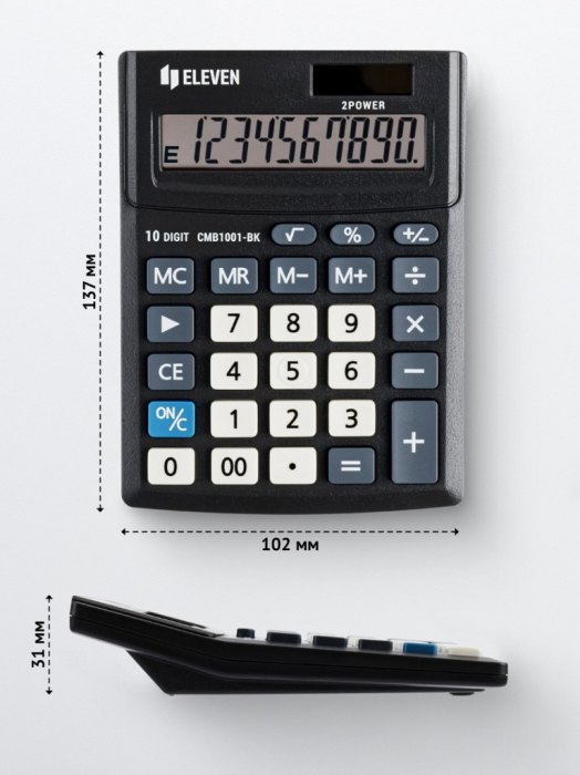 Calculator de birou 10 digiti, 137 x 102 x 31 mm, Eleven CMB1001-BK [2]