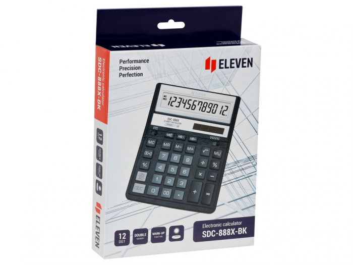 Calculator de birou 12 digiti, 203 x 158 x 31 mm, Eleven SDC-888X-BK [6]