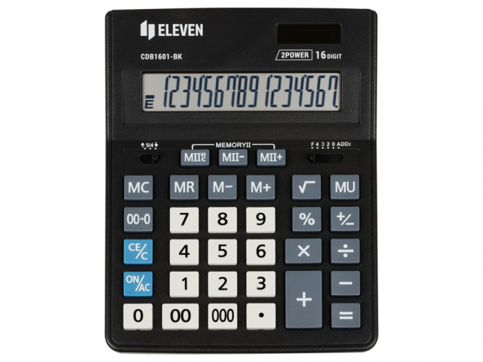 Calculator de birou 16 digiti, 205 x 155 x 35 mm, Eleven CDB1601-BK [2]