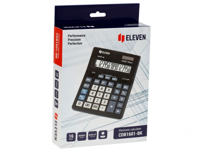 Calculator de birou 16 digiti, 205 x 155 x 35 mm, Eleven CDB1601-BK [6]