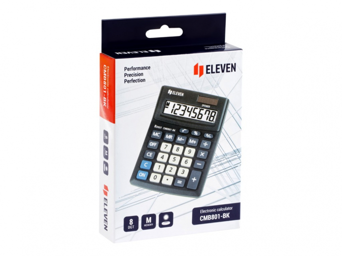 Calculator de birou 8 digiti, 137 x 102 x 31 mm, Eleven CMB801-BK [6]