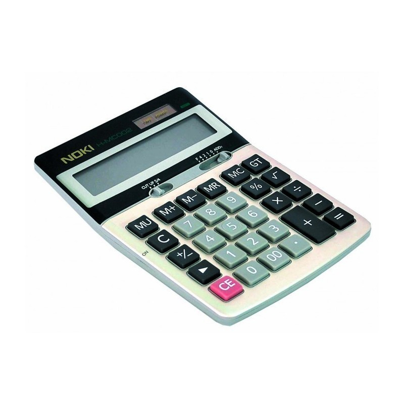 Calculator de birou Noki MC002, 12 digiti, alimentare baterie + solar, ecran inclinat [2]