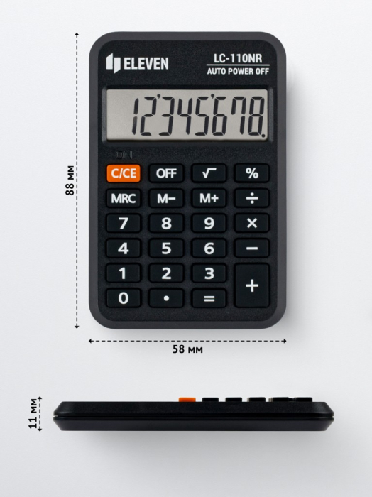 Calculator de buzunar 8 digiti, 88 x 58 x 11 mm, Eleven LC-110NR [2]