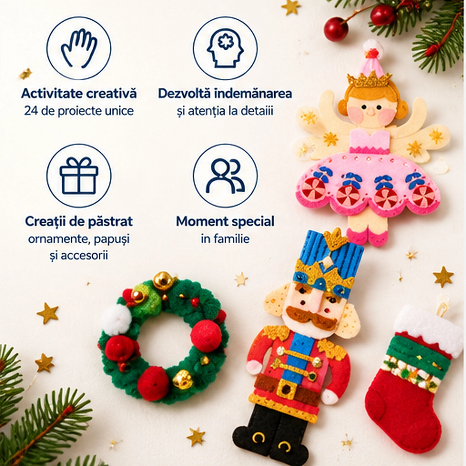 Calendar Advent creativ Mideer Spargatorul de Nuci, 24 activitati si teatru de papusi, 8+ ani [5]