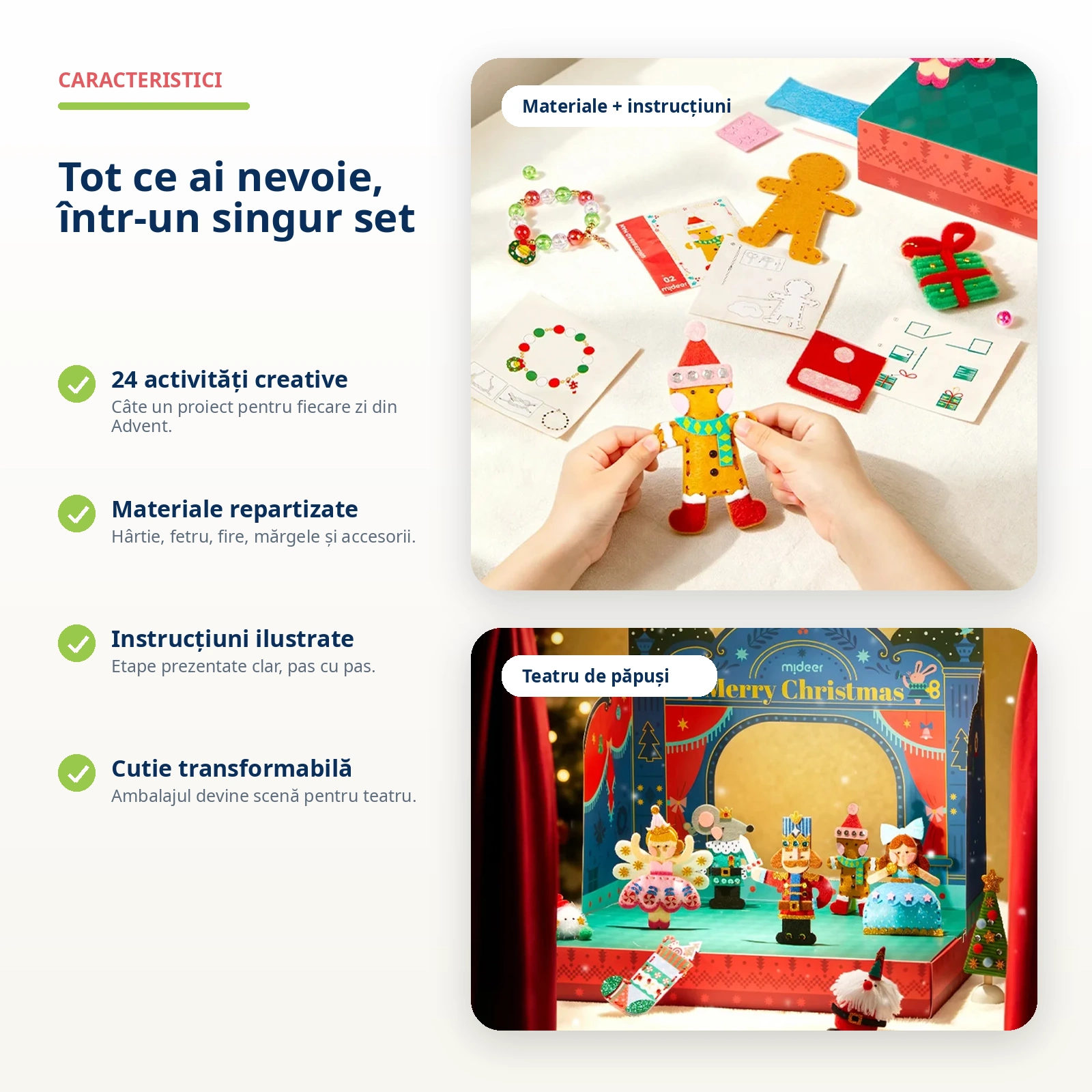 Calendar Advent creativ Mideer Spargatorul de Nuci, 24 activitati si teatru de papusi, 8+ ani [8]