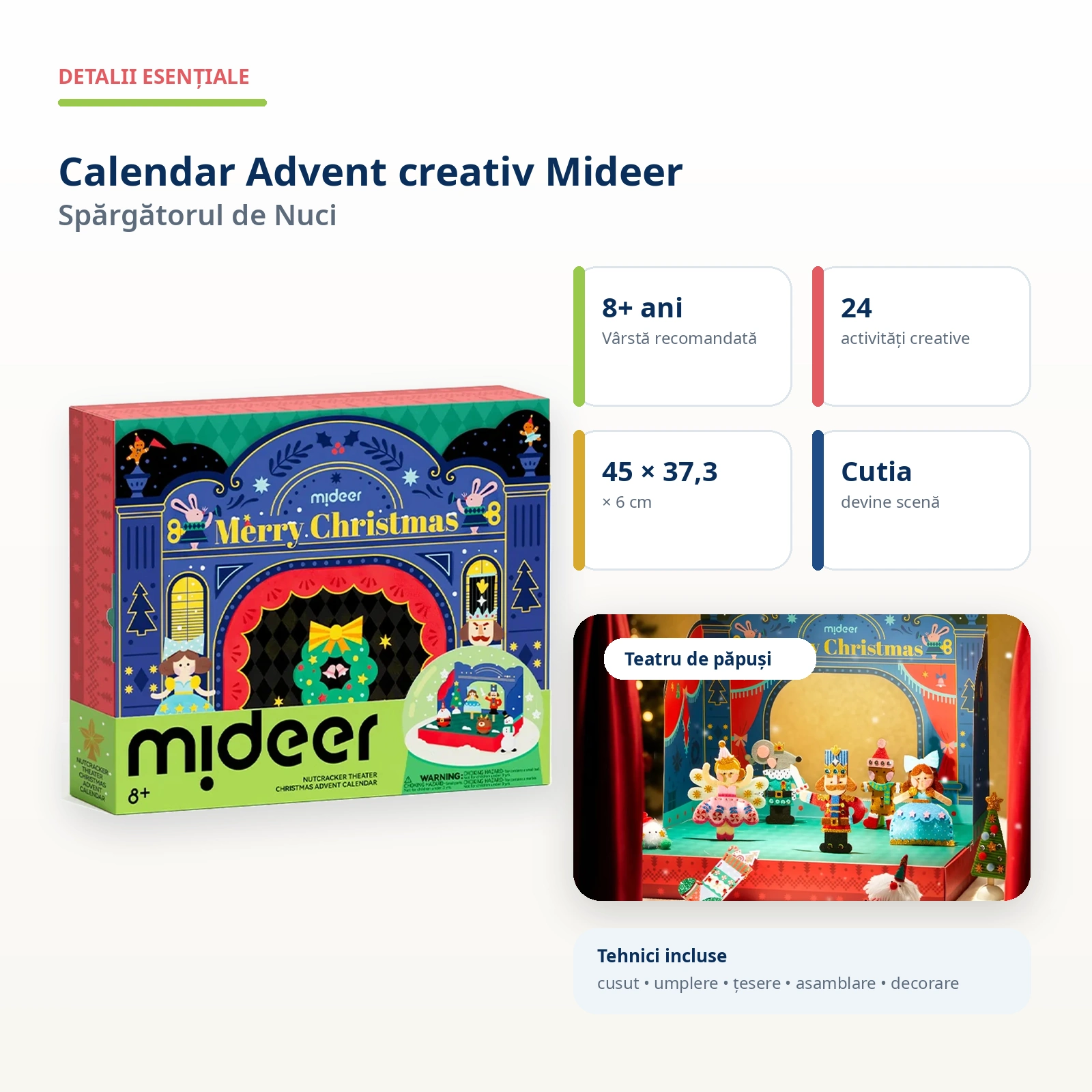 Calendar Advent creativ Mideer Spargatorul de Nuci, 24 activitati si teatru de papusi, 8+ ani [9]
