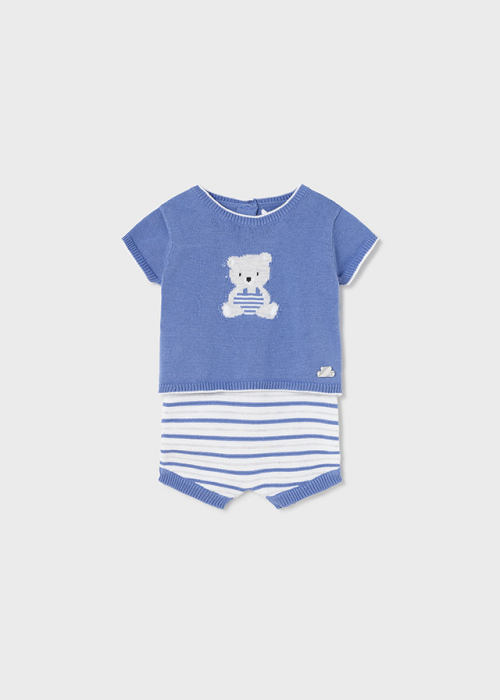 Set 2 piese, Bluza cu maneca scurta si chilotei, bumbac, Ursulet [2]
