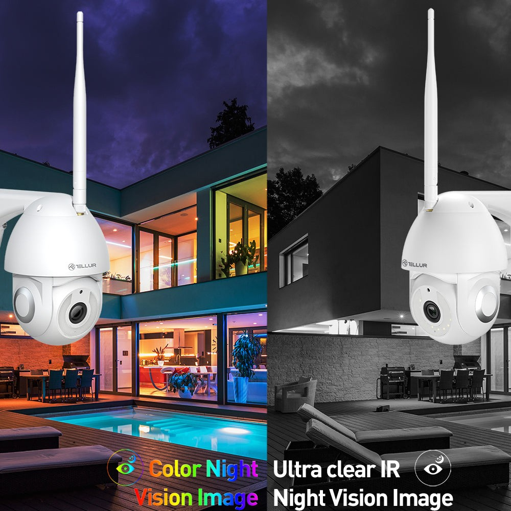 Cameră exterior WiFi Tellur Smart, 3MP, UltraHD, Autotracking, PTZ, Alb [9]