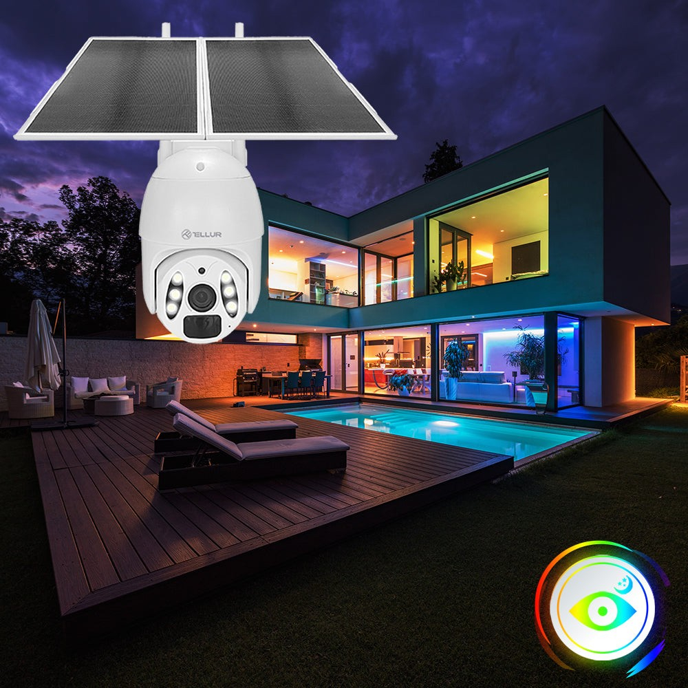 Cameră solară WiFi Tellur Smart, P&T, 3MP, 2K UltraHD, PIR, panou solar 20W, Alb [8]