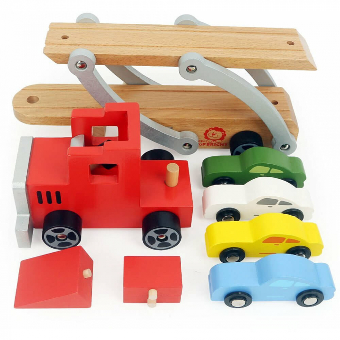 Camion Jucarie Lemn ⭐ Platforma si Masinute [4]