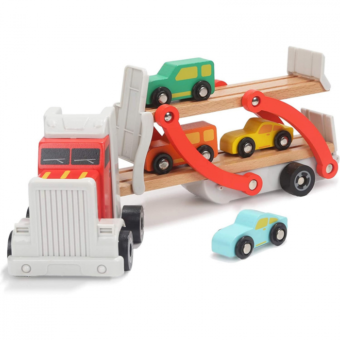 Camion Jucarie Lemn ⭐ Platforma si Masinute [2]