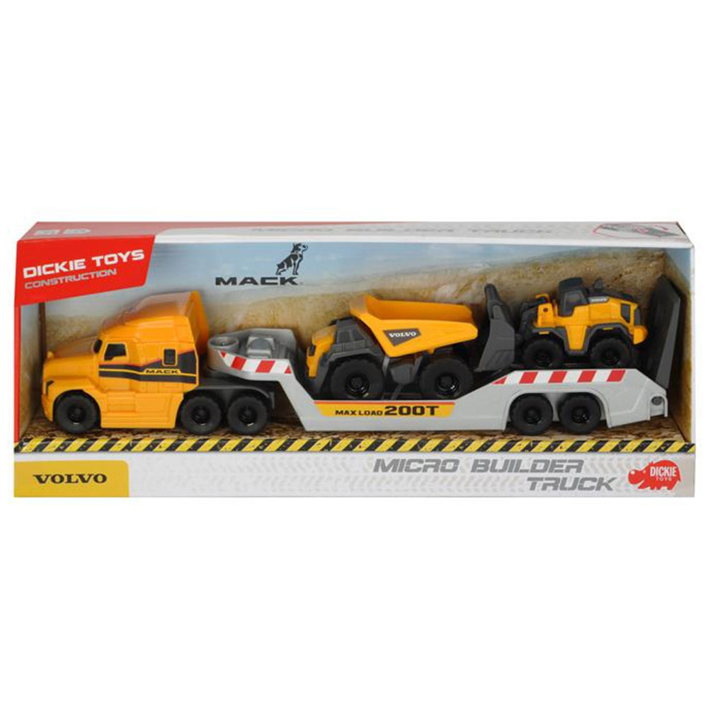 Camion Dickie Toys Mack Volvo Micro Builder cu remorca, buldozer si camion basculant [6]