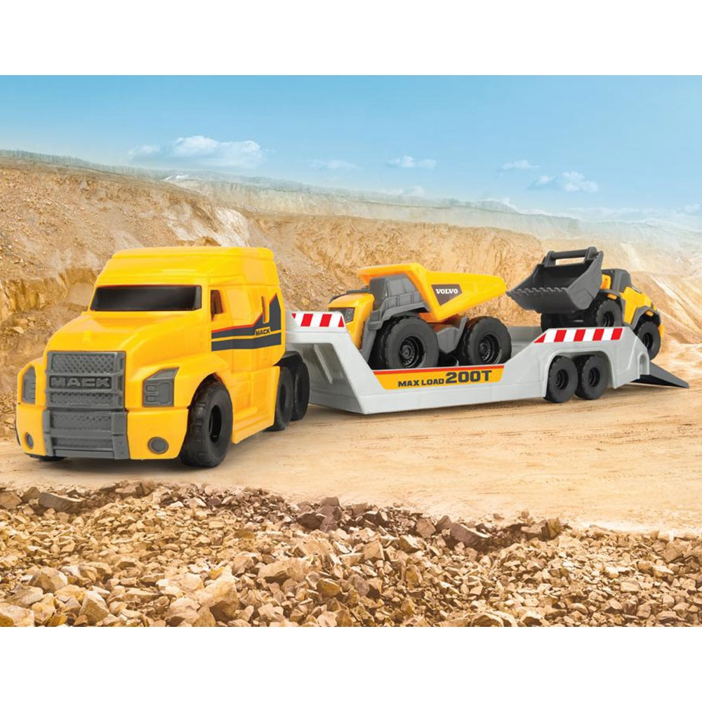 Camion Dickie Toys Mack Volvo Micro Builder cu remorca, buldozer si camion basculant [7]