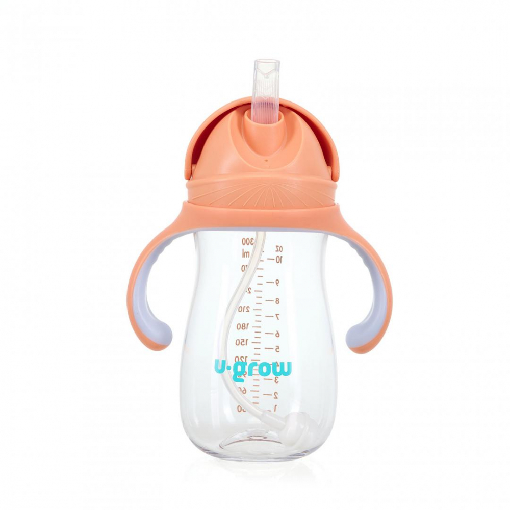 Cana cu pai tritan, orange, 300ml,u-grow [1]