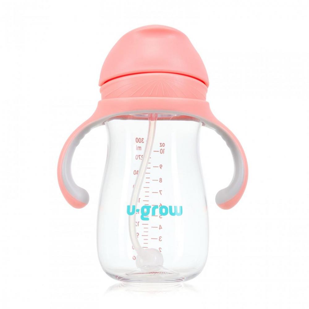 Cana cu pai tritan, roz, 300ml, u-grow [2]