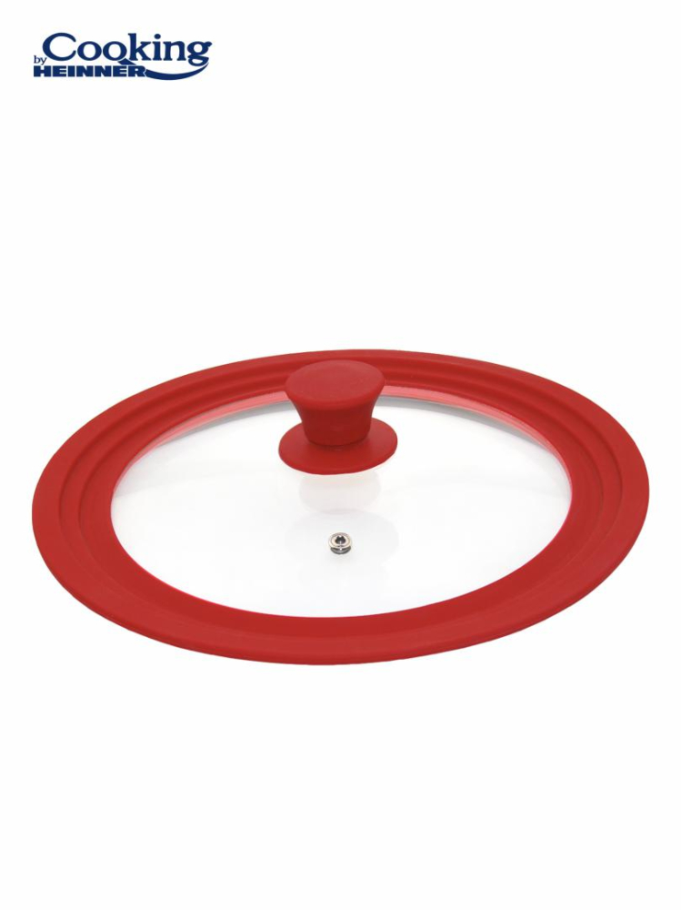 Capac sticla cu margine din silicon ajustabila pe 3 dimensiuni 22/24/26 cm, cooking by heinner (mix 2 culori in bax, 3 rosii + 3 gri) [7]