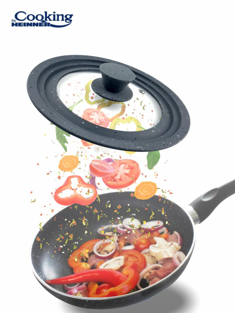 Capac sticla cu margine din silicon ajustabila pe 3 dimensiuni 22/24/26 cm. gri, cooking by heinner [7]