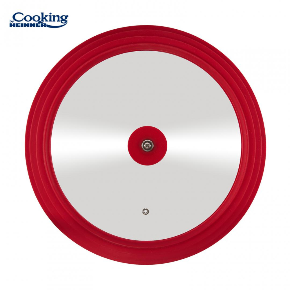 Capac sticla cu margine din silicon ajustabila pe 3 dimensiuni 28/30/32 cm, rosu, cooking by heinner [3]