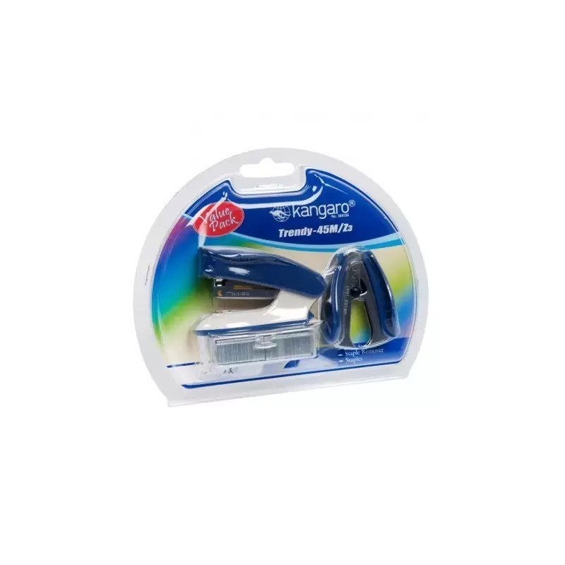 Capsator Kangaro TRENDY-45M/Z3, 24/6, 15coli, albastru, blister (+ decapsator, + capse 24/6) [1]