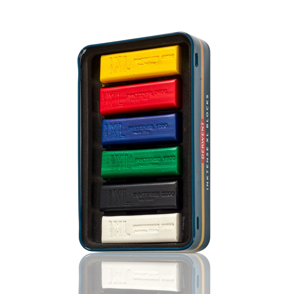 Carbune xl solubil culori diverse cutie metal 6/set inktense derwent [3]