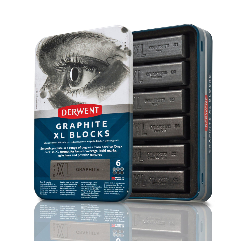 Carbune xl solubil grafit cutie metal 6/set inktense derwent [2]