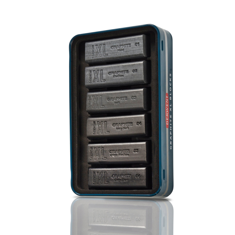 Carbune xl solubil grafit cutie metal 6/set inktense derwent [3]
