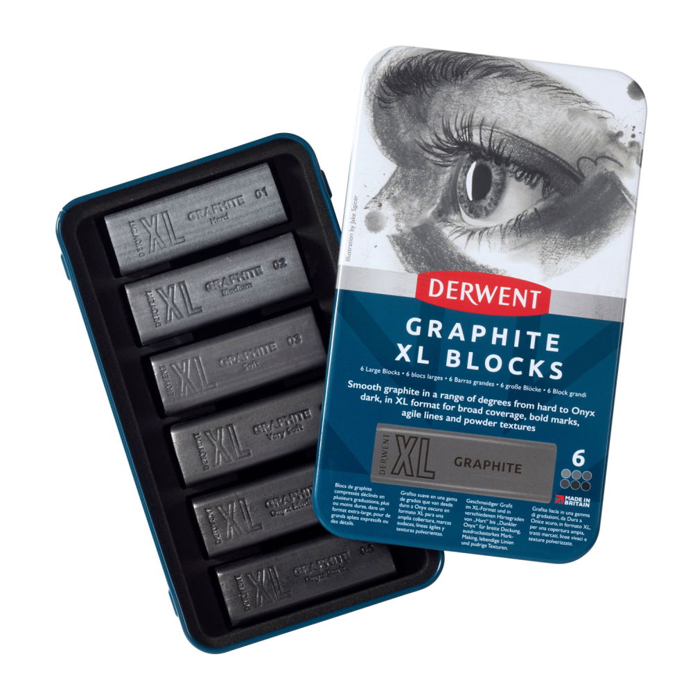 Carbune xl solubil grafit cutie metal 6/set inktense derwent [5]
