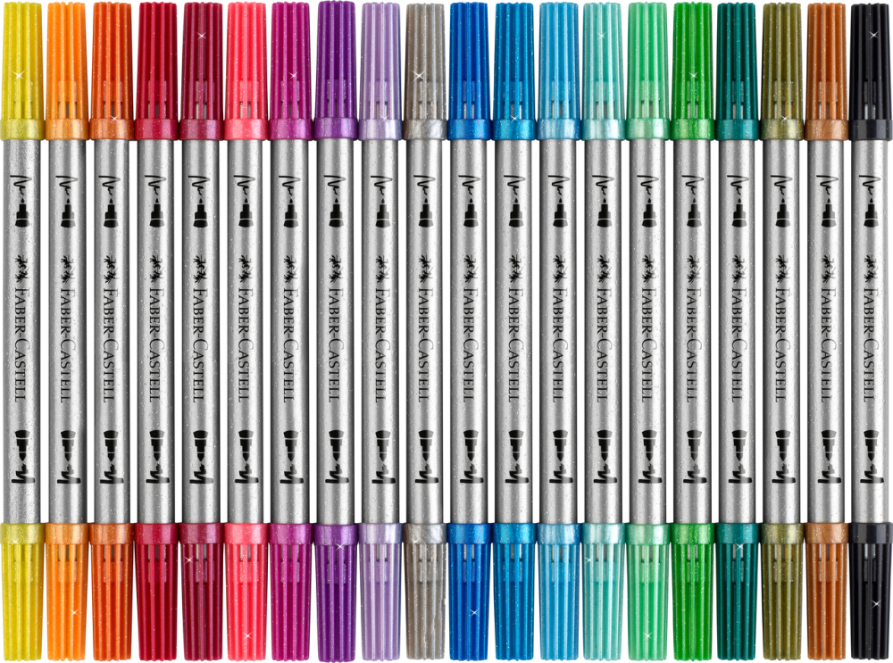 Carioca 20 culori glitter 2 capete faber-castell [3]