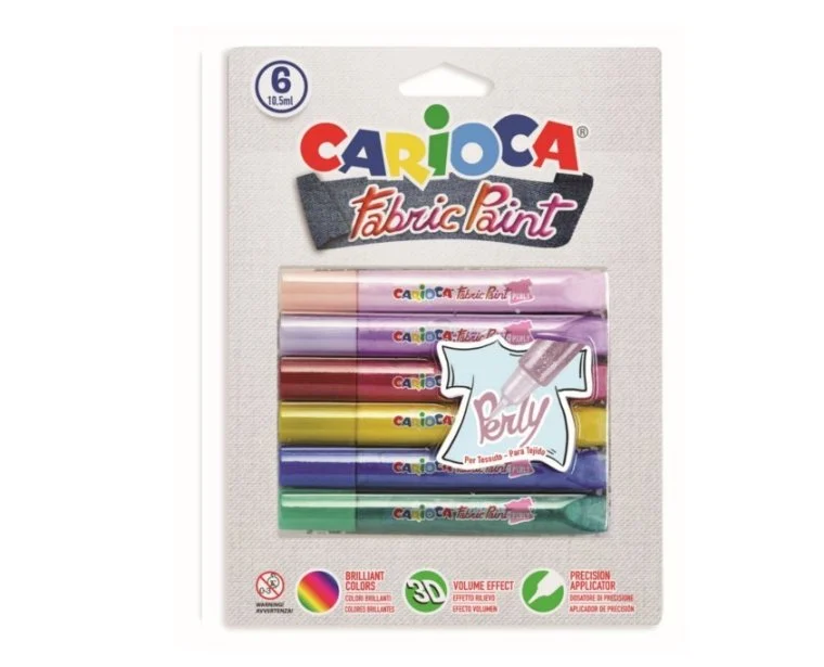 Vopsea pentru textile Carioca Fabric Paint - Perly 6 / set [1]