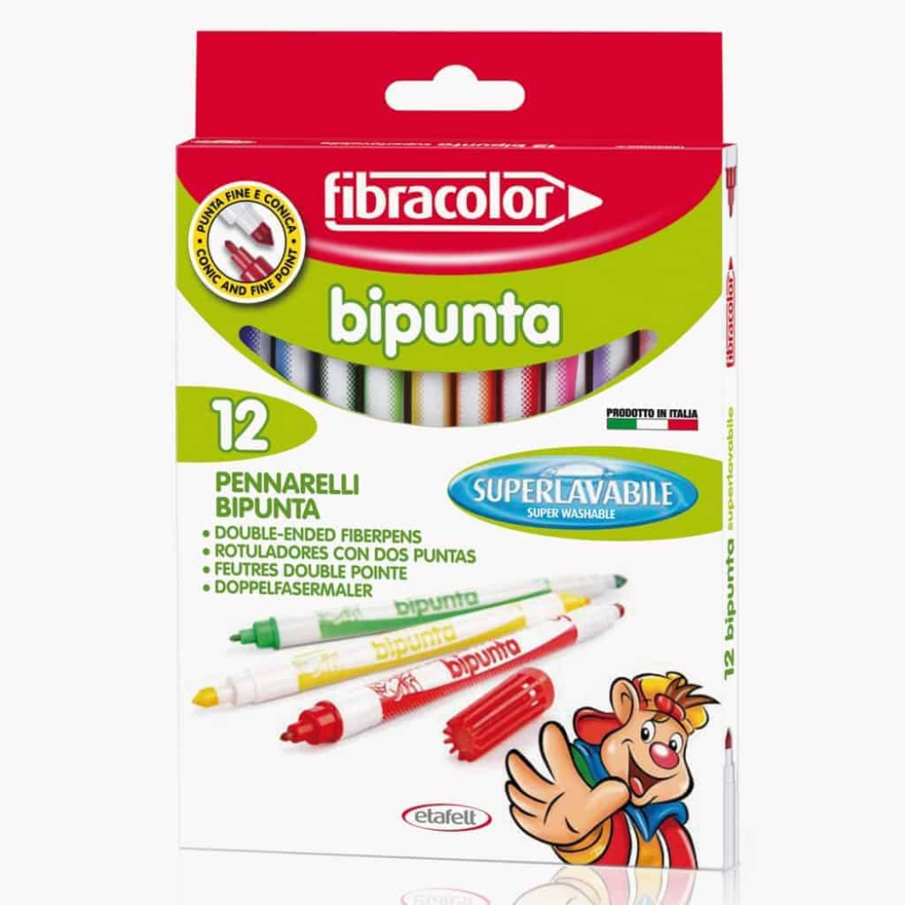 Carioca Fibracolor Bipunta 12 culori cu 2 capete [1]