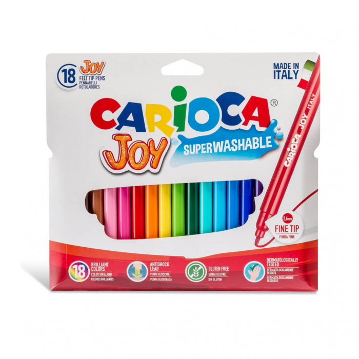 Carioca Joy, carioca super lavabila, varf subtire. Set 18 culori diferite. [1]