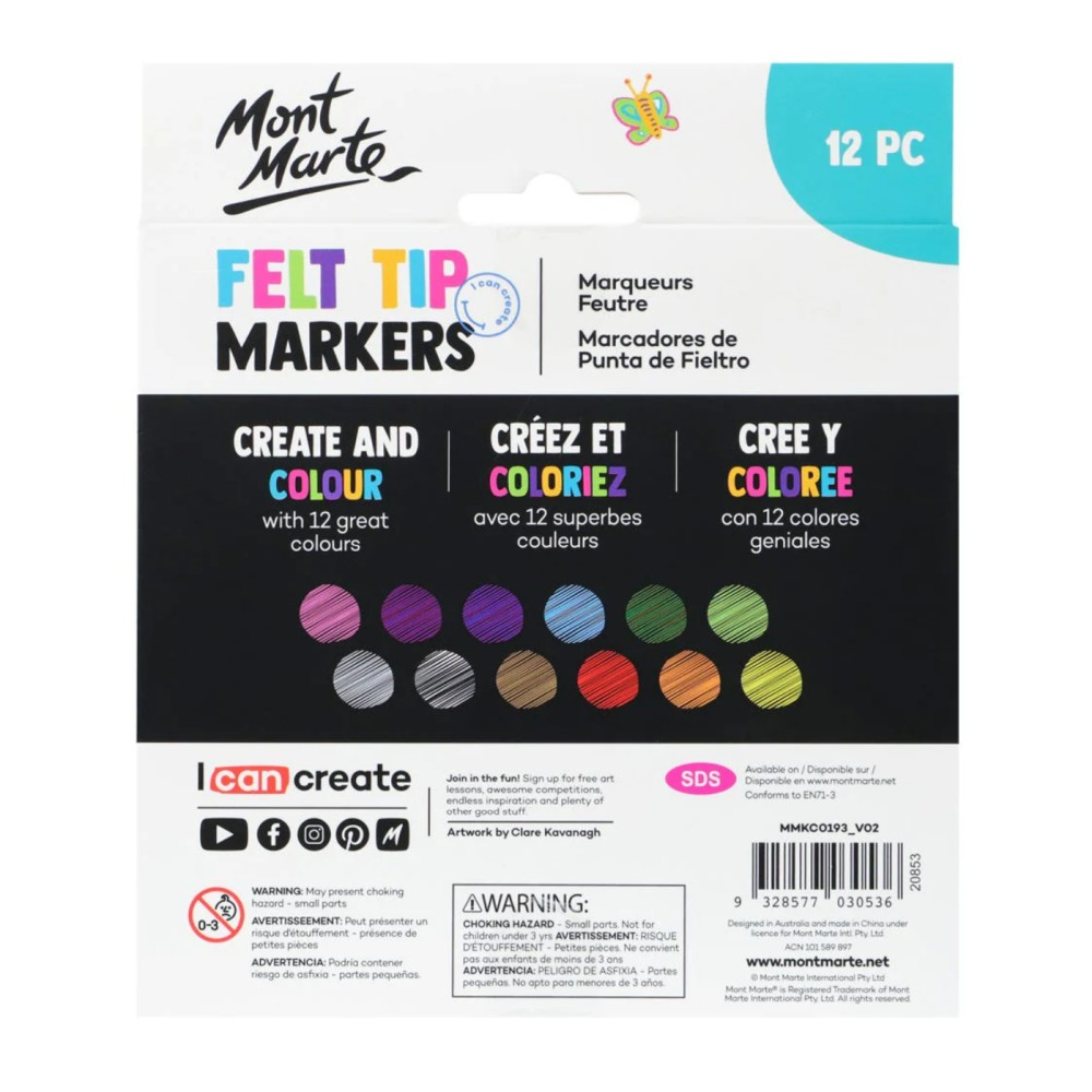 Carioca tip marker basic pentru copii Mont Marte12 buc /set [2]