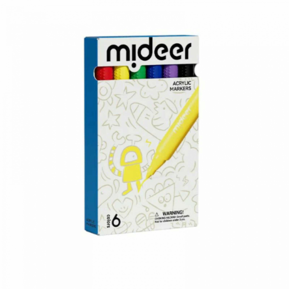Set Carioci Acrilice MiDeer, 6 Culori - Markere cu Vârf Tip Pensulă, Sigur pentru Copii [7]