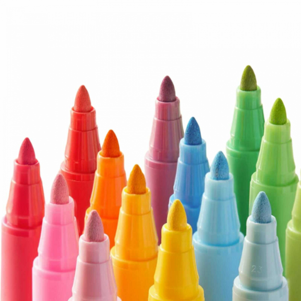 Set Carioci Acrilice MiDeer, 6 Culori - Markere cu Vârf Tip Pensulă, Sigur pentru Copii [6]