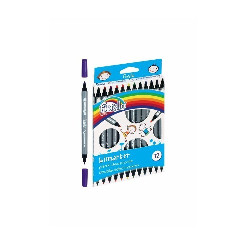 Carioci colorate Fiorello Bimarker GR-F816-12, 2 capete, 12 culori, varf 1-3mm, blister carton [2]