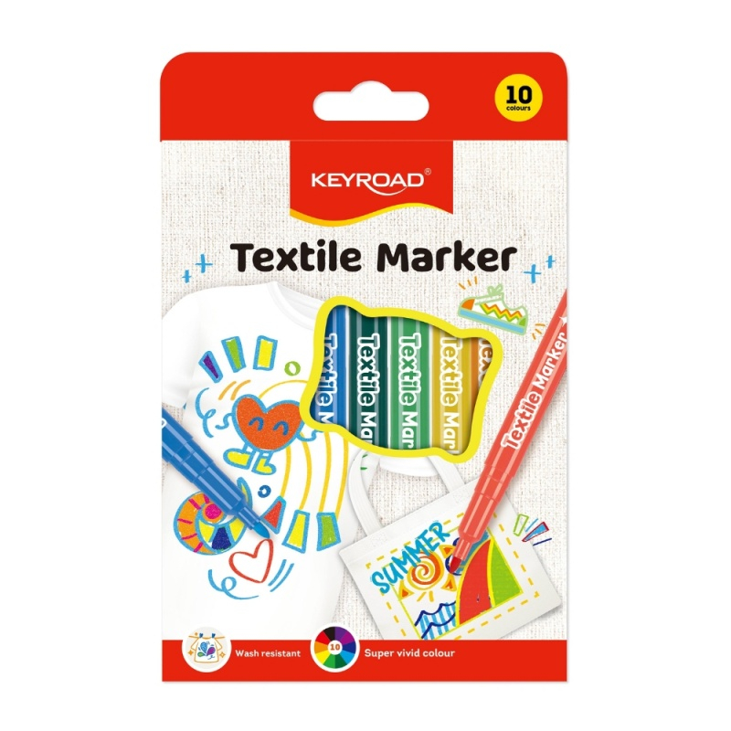 Carioci colorate Keyroad KR972896, 10 culori, pentru textile (nu se spala) [1]