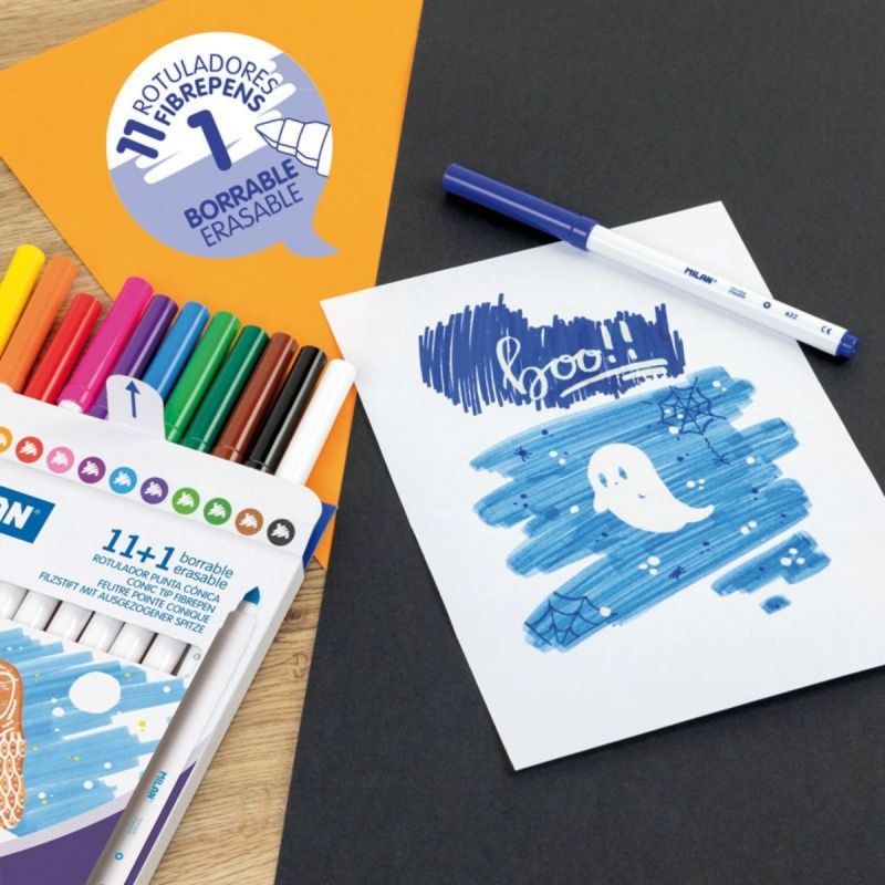 Carioci colorate MILAN Erasable 80093, 12 culori, varf 5mm [3]