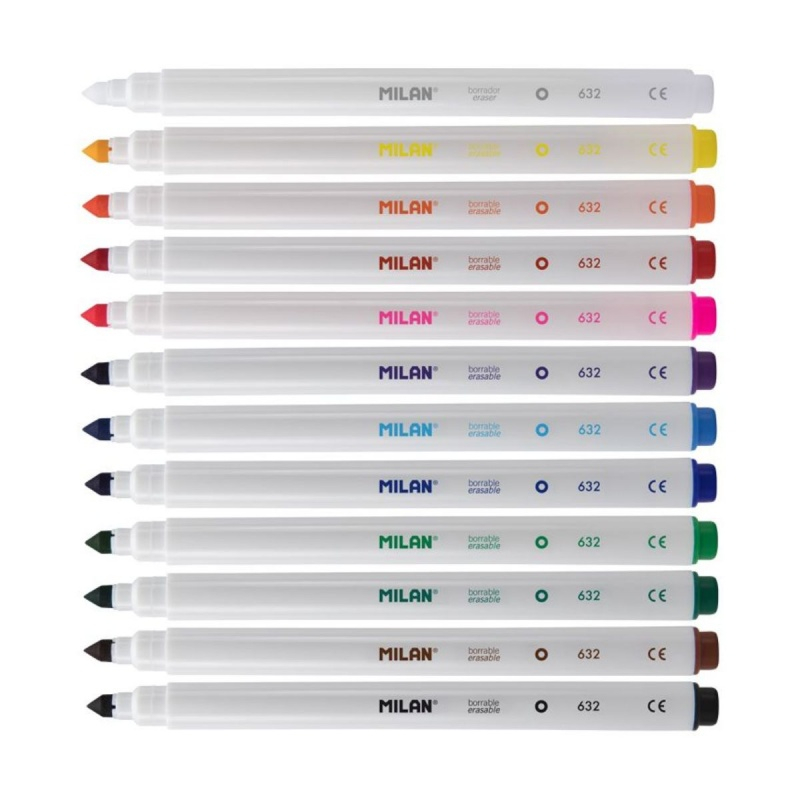 Carioci colorate MILAN Erasable 80093, 12 culori, varf 5mm [2]