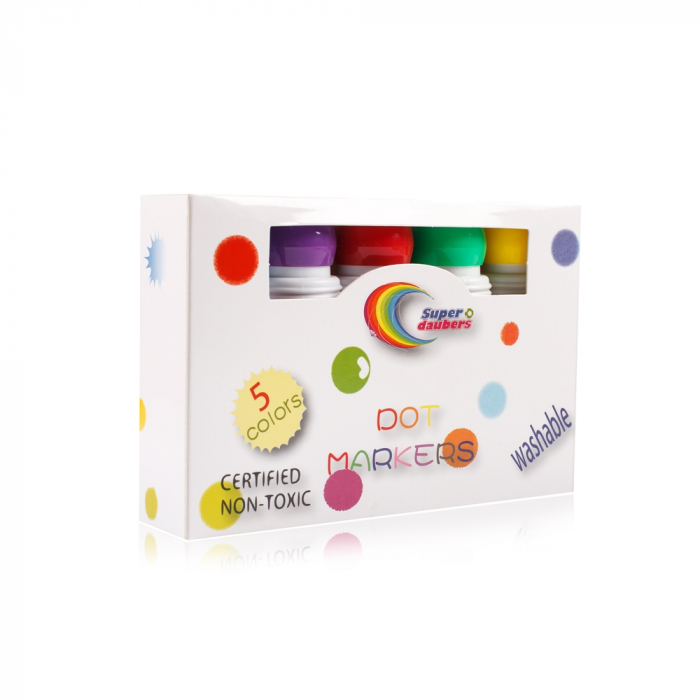 Dot to Dot Markers - Carioci colorat cu varf gros, lavabile. [6]