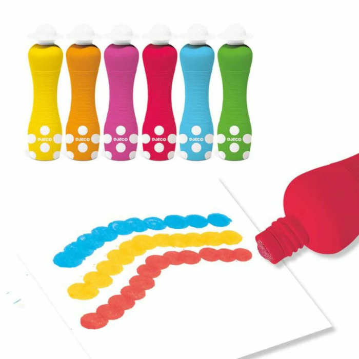 Set 6 carioci lavabile rotunde pentru bebe, Djeco, varsta 1 - 3 ani, Baiat, Fata [2]