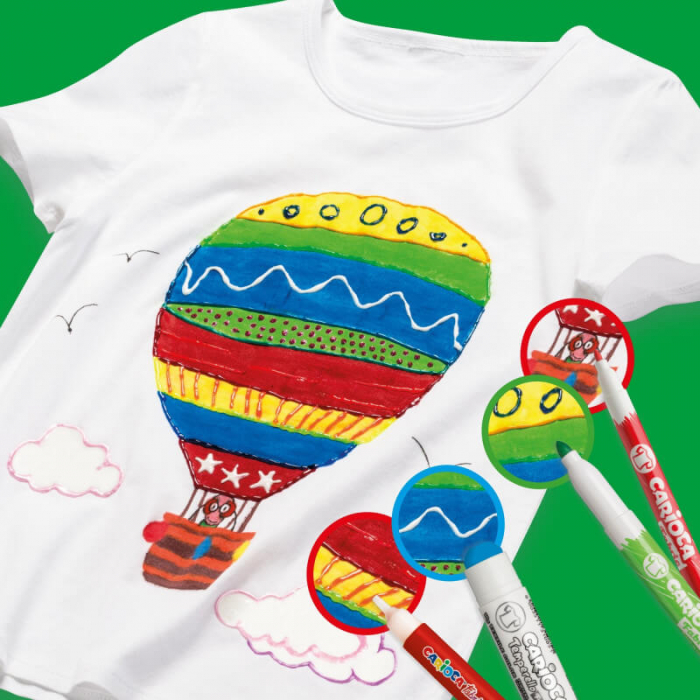 Carioci pentru haine, desen pe tricou, marker textile Carioca Fabric. [2]