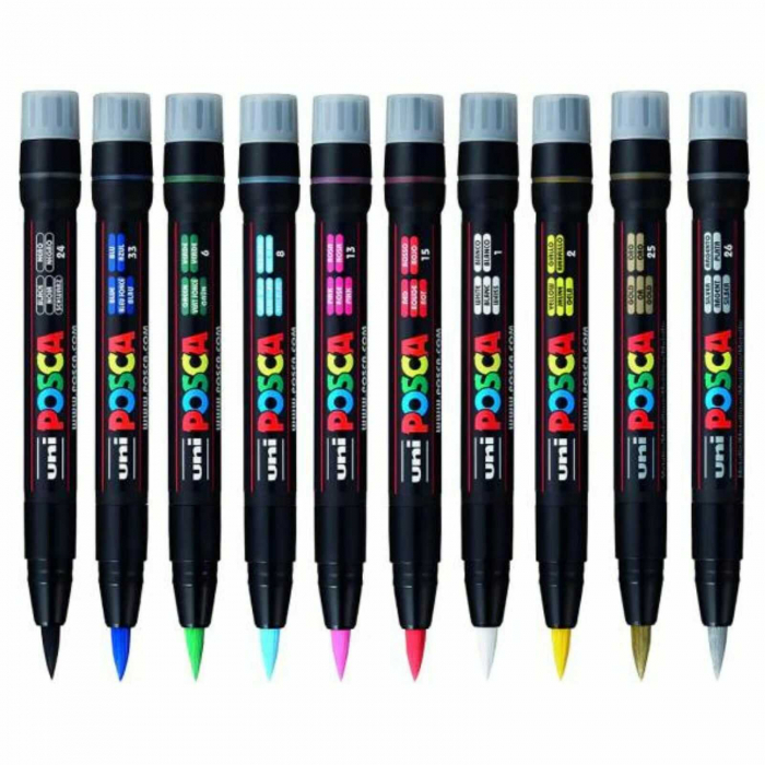 Carioci POSCA cu Varf de Pensula, Marker PCF-350, UNI - Micostore.ro [7]