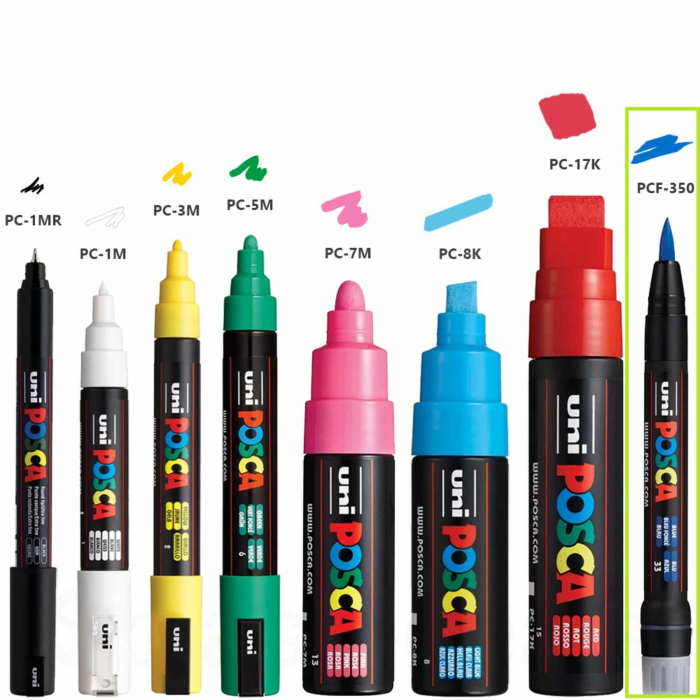 Carioci POSCA cu Varf de Pensula, Marker PCF-350, UNI - Micostore.ro [4]