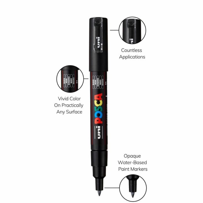 Carioci POSCA, Marker varf 0.7 mm, PC-1M, UNI - Micostore.ro [2]